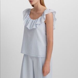 Club Monaco Asmund Light Blue Ruffle Blouse
